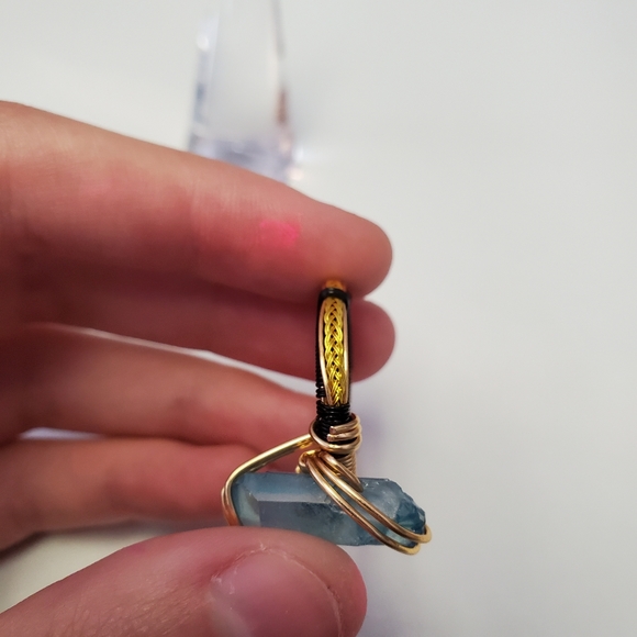 "Frost magic" Blue Crystal Handmade Wire Wrap Ring Size 8.5 - Picture 5 of 8